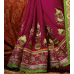 Sensational Magenta Colored Embroidered Net Georgette Saree